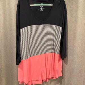 Maurices Black, Gray, and Pink Long Sleeve Top
